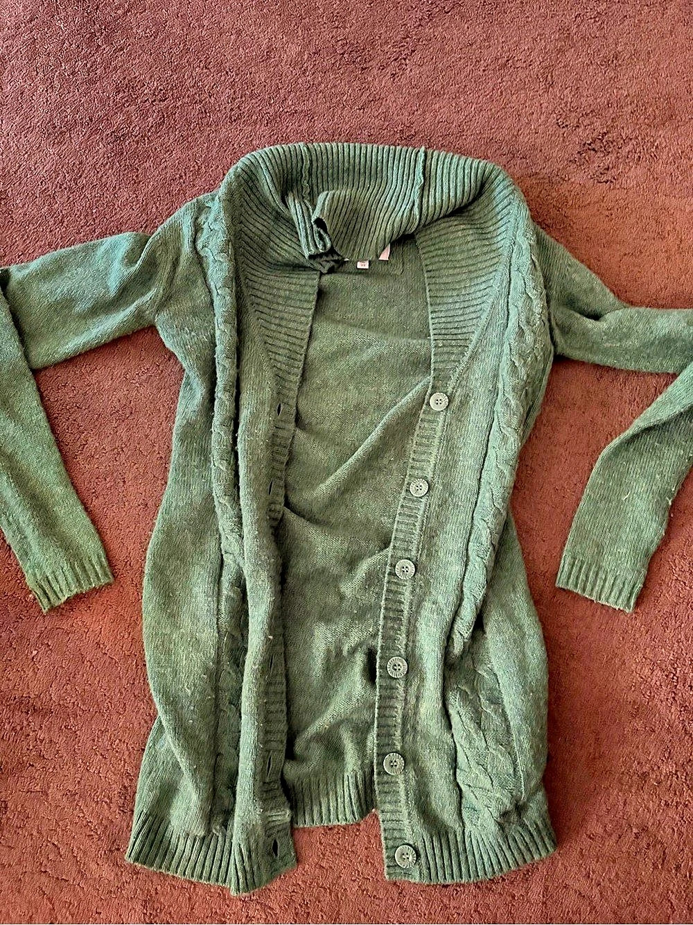 Bench. Cable Knit Cardigan in Green Size XS